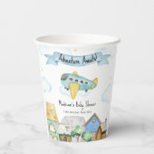 Adventure Awaits Aviator Airplane Baby Shower  Pappbecher (Rückseite)