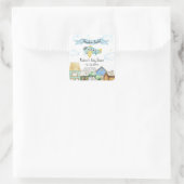 Adventure Awaits Aviator Airplane Baby Shower  Quadratischer Aufkleber (Tasche)