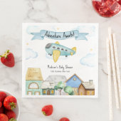 Adventure Awaits Aviator Airplane Baby Shower  Serviette (Beispiel)
