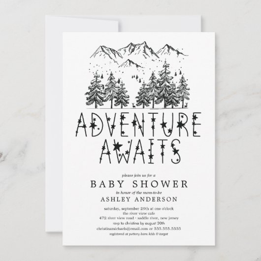 Adventure Awaits Baby Shower Einladung (Vorderseite)
