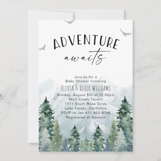 Adventure Awaits Baby Shower Einladung (Vorderseite)