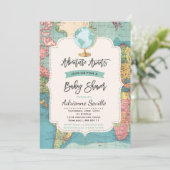 Adventure Awaits Baby Shower Einladung Karte Dusch (Stehend Vorderseite)