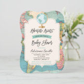 Adventure Awaits Baby Shower Einladung Karte Dusch (Stehend Vorderseite)