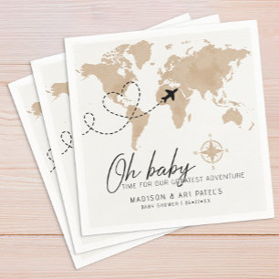 Adventure Awaits Baby Shower Map Napkins Serviette