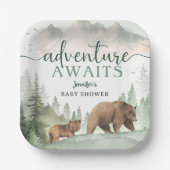 Adventure Awaits Baby Shower Woodland Pappteller (Vorderseite)