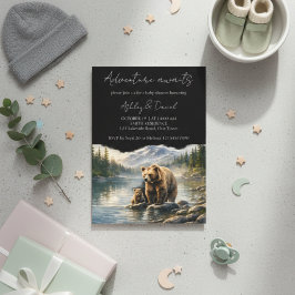 Adventure Awaits Bear & Cub Woodland Baby Shower Einladung