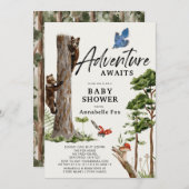 Adventure Awaits Bear Cubs Forest Boy Baby Shower Einladung (Vorne/Hinten)