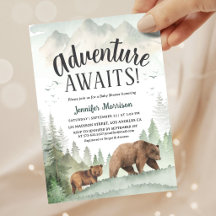 Adventure Awaits Bear Forest Woodland Baby Shower