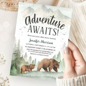 Adventure Awaits Bear Forest Woodland Baby Shower Einladung