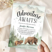 Adventure Awaits Bear Forest Woodland Baby Shower Einladung