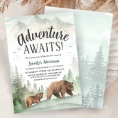 Adventure Awaits Bear Forest Woodland Baby Shower Einladung