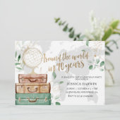 Adventure awaits BIRTHDAY, 90TH, Travel theme Einladung (Stehend Vorderseite)