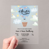 Adventure Awaits Blue Air Balloon Baby Shower Acryleinladungen (Insitu (Handheld))