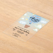 Adventure Awaits Blue Air Balloon Baby Shower Acryleinladungen (Ablage )