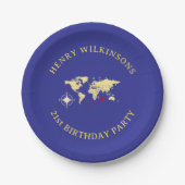 Adventure Awaits Blue Gold 21st Birthday Plates Pappteller (Vorderseite)