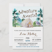Adventure Awaits Camping Baby Shower Einladung (Vorderseite)