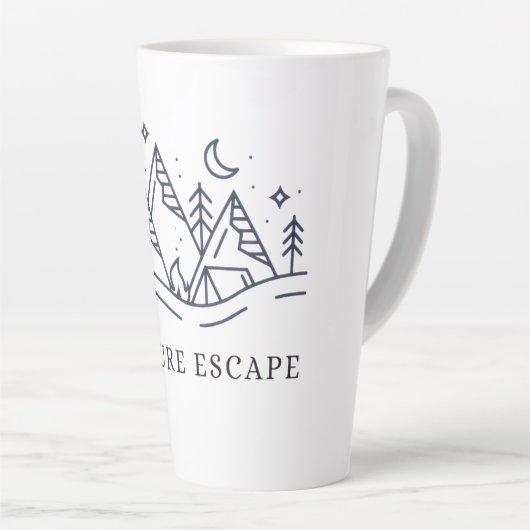 "Adventure Awaits Camping Graphic Milchtasse (Rechte Ecke)