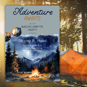 Adventure Awaits Camping Junggeselinnen-Abschied Einladung