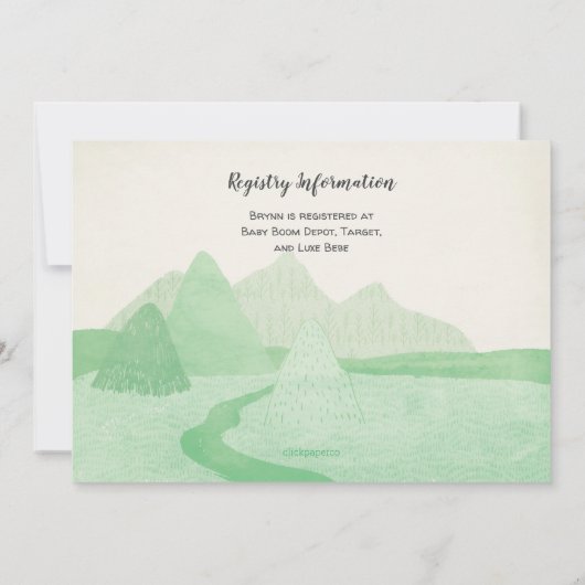Adventure Awaits Cliffs and Mountains Baby Shower Einladung (Rückseite)