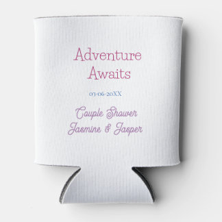 adventure awaits couple shower name date pink blue dosenkühler