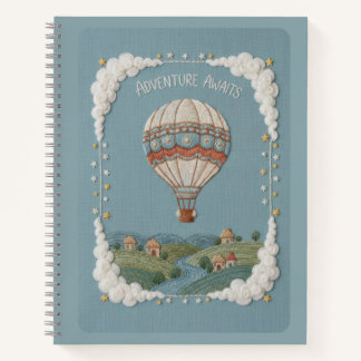 Adventure Awaits Embroidered Hot Air Balloon Notizblock