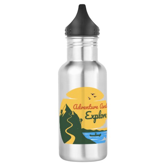 Adventure Awaits: Enjoy Nature Edelstahlflasche (Links)