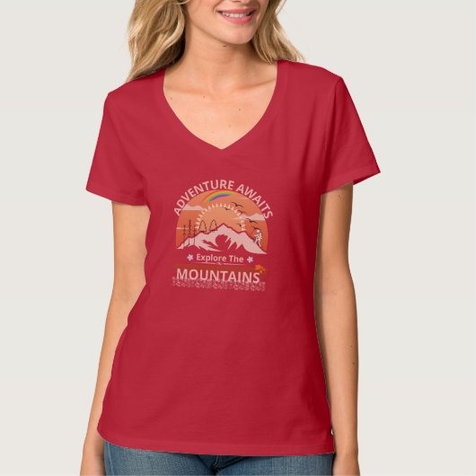 "Adventure Awaits-Exploration the Berges" Design T-Shirt (Vorderseite)