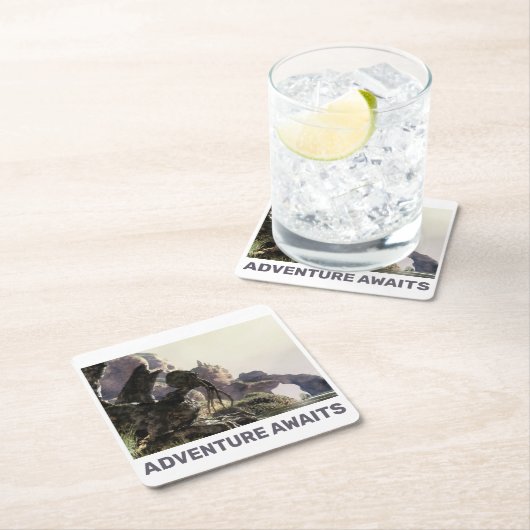 Adventure Awaits. Fantasy landscape Rechteckiger Pappuntersetzer (Vor Ort)