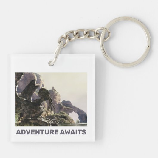 Adventure Awaits. Fantasy landscape Schlüsselanhänger (Rückseite)