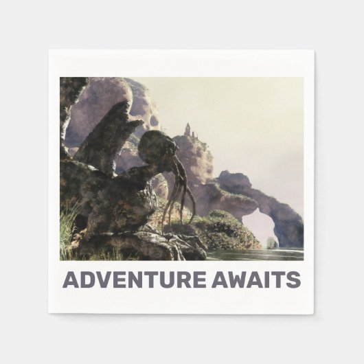 Adventure Awaits. Fantasy landscape Serviette (Vorderseite)