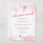 Adventure Awaits Girl Baby Shower Einladung (Vorderseite)
