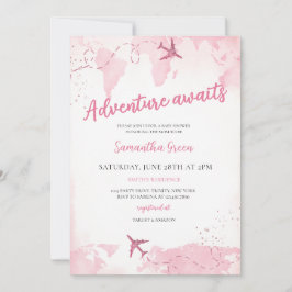 Adventure Awaits Girl Baby Shower Einladung