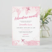Adventure Awaits Girl Baby Shower Einladung (Stehend Vorderseite)