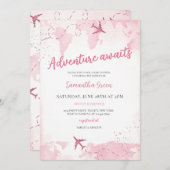 Adventure Awaits Girl Baby Shower Einladung (Vorne/Hinten)