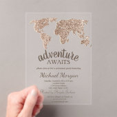 Adventure Awaits Glitzer World Map Retirement Acryleinladungen (Insitu (Handheld))