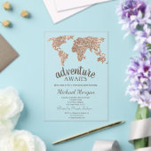 Adventure Awaits Glitzer World Map Retirement Acryleinladungen (In Situ (Hochzeit))