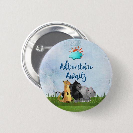 Adventure Awaits - Gorilla Hippo und Meerkat Button (Vorne & Hinten)