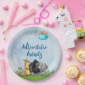 Adventure Awaits - Gorilla Hippo und Meerkat Pappteller (Party)