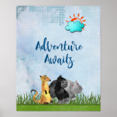 Adventure Awaits - Gorilla Hippo und Meerkat Poster (Vorne)