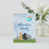 Adventure Awaits - Gorilla Hippo und Meerkat Postkarte (Stehend Vorderseite)