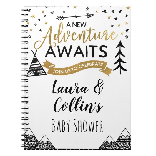 Adventure Awaits Guest Book Baby Shower Notizblock (Vorderseite)