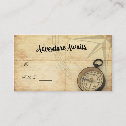 Adventure Awaits Hochzeit Platzkarte (Vorderseite)