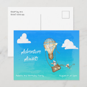 Adventure Awaits Hot Air Ballon Affe Postkarte