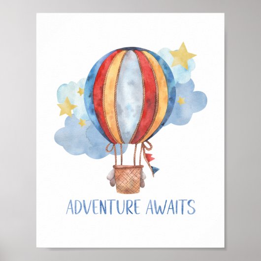 Adventure Awaits Hot Air Ballon Kinderzimmer Baby  Poster (Vorne)