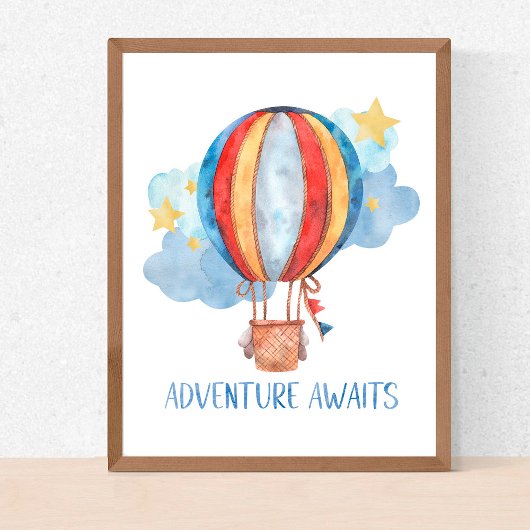 Adventure Awaits Hot Air Ballon Kinderzimmer Baby Poster