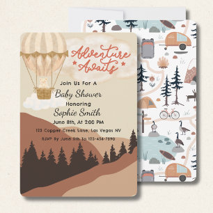 Adventure Awaits, Hot Air Ballon, Niedlich Teddy Einladung
