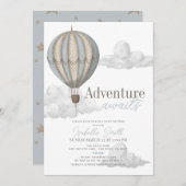 Adventure Awaits Hot Air Balloon Baby Shower Einladung (Vorne/Hinten)