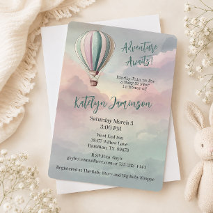 Adventure Awaits Hot Air Balloon Baby Shower Einladung