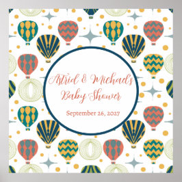 Adventure Awaits Hot Air Balloon Baby Shower Poster
