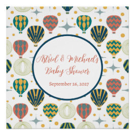 Adventure Awaits Hot Air Balloon Baby Shower Poster